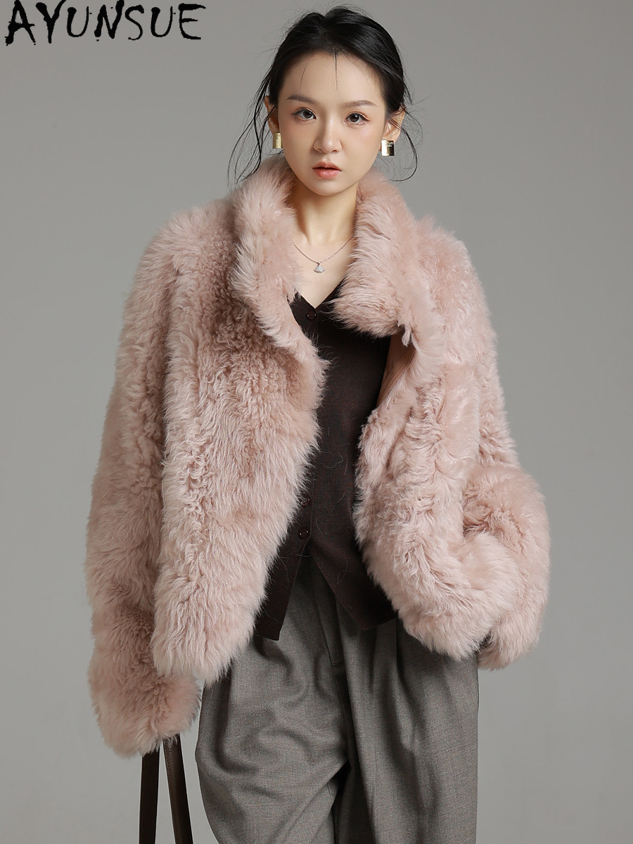 Wool Coat Peacoat - AYUNSUE 천연 투스카니 양모 모피 코트