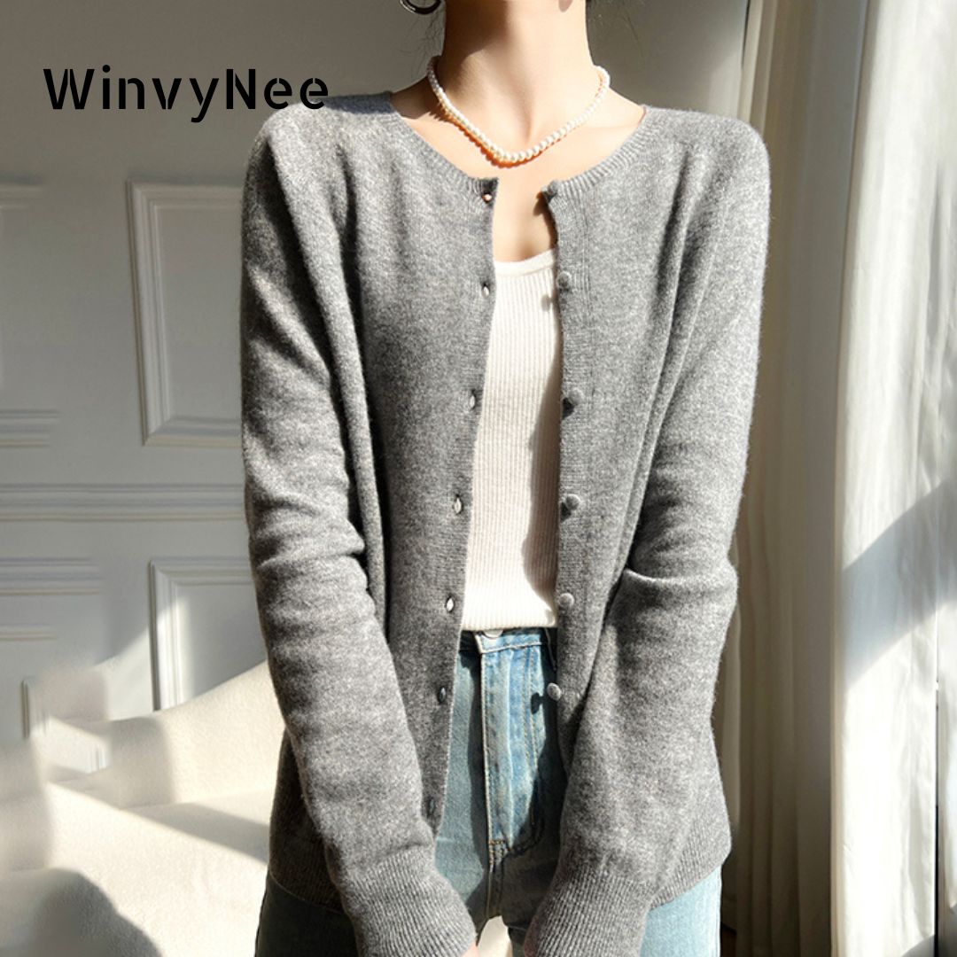 Wool Coat Peacoat - WinvyNee 2024 여성용 울 가디건 니트