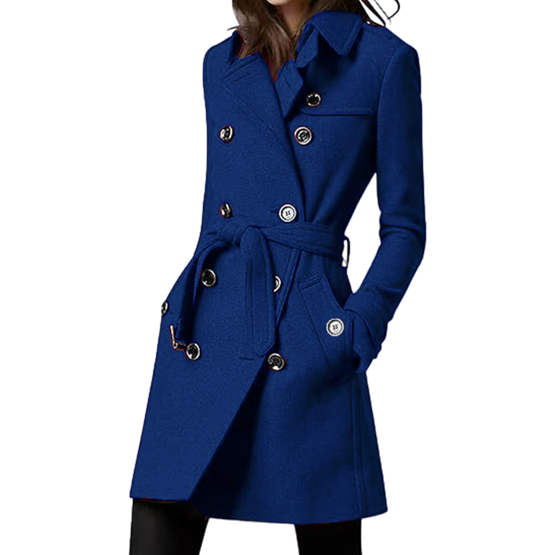 Wool Coat Peacoat - 여성용 트렌치 코트 울 혼합 더블