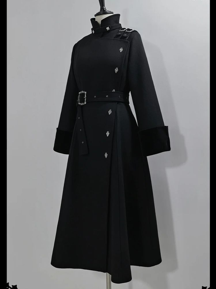 2025 겨울 고딕 벨티드 슬림 미드 길이 울 코트 블 - Wool Coat Peacoat 리뷰 및 가격