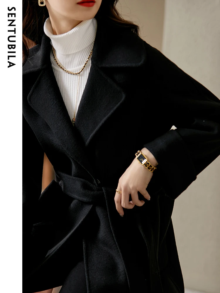 SENTUBILA 여성 겨울 울 코트 우아한 턴다운 칼 - Wool Coat Peacoat 리뷰 및 가격