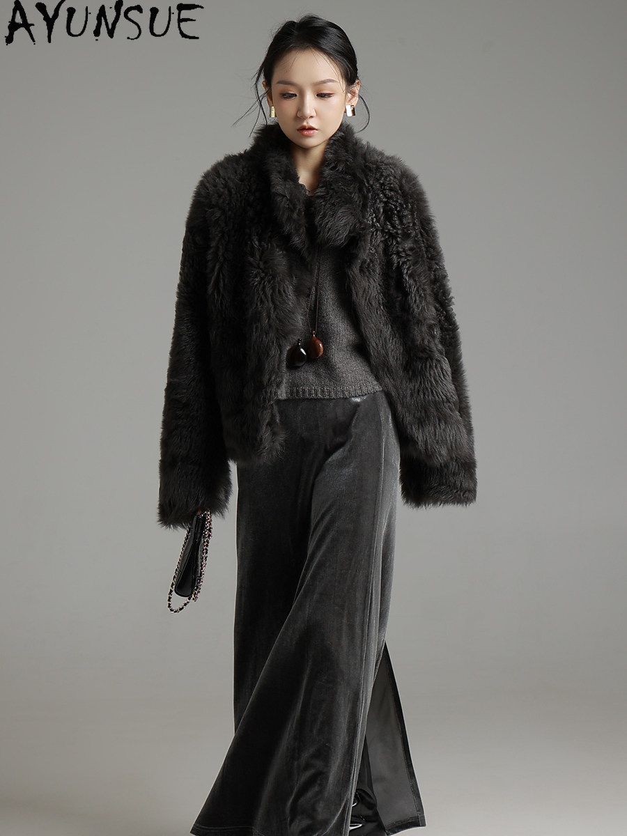 AYUNSUE 천연 투스카니 양모 모피 코트 겨울 의류 - Wool Coat Peacoat 리뷰 및 가격