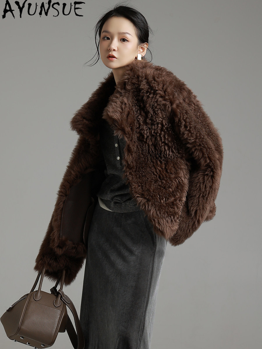 AYUNSUE 천연 투스카니 양모 모피 코트 겨울 의류 - Wool Coat Peacoat 리뷰 및 가격