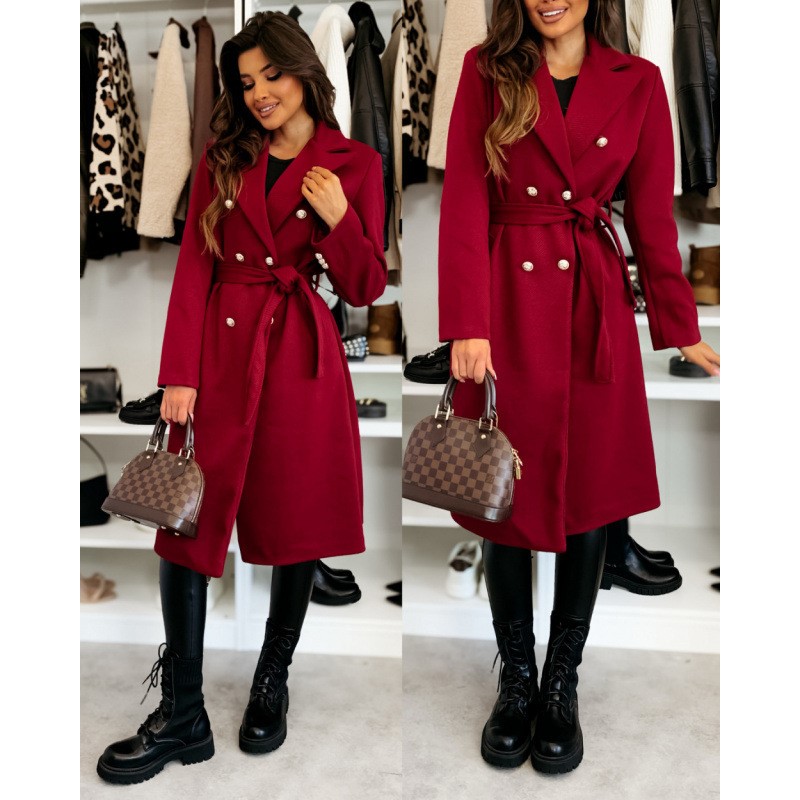 여성용 빈티지 모직 코트, 우아한 더블 브레스트 트렌치 - Wool Coat Peacoat 리뷰 및 가격