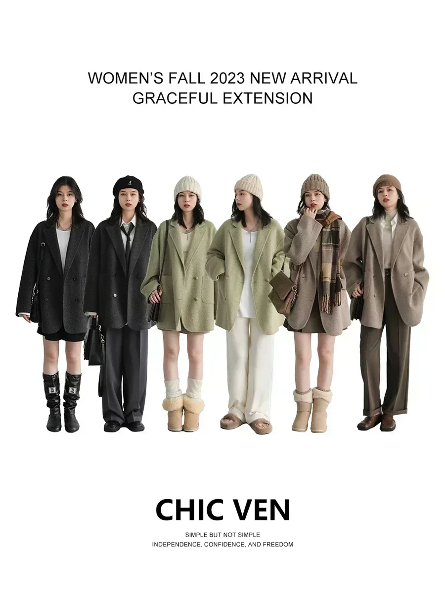 CHIC VEN 여성용 울 코트 루즈 캐주얼 더블 브레 - Wool Coat Peacoat 리뷰 및 가격
