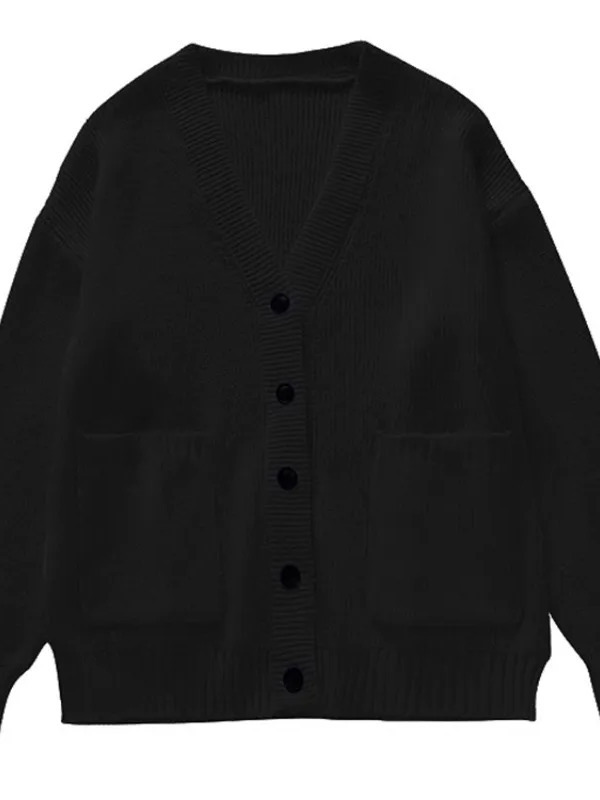 루즈 카디건 여성 긴 소매 v 넥 니트 블랙 Slouc - Wool Coat Peacoat 리뷰 및 가격